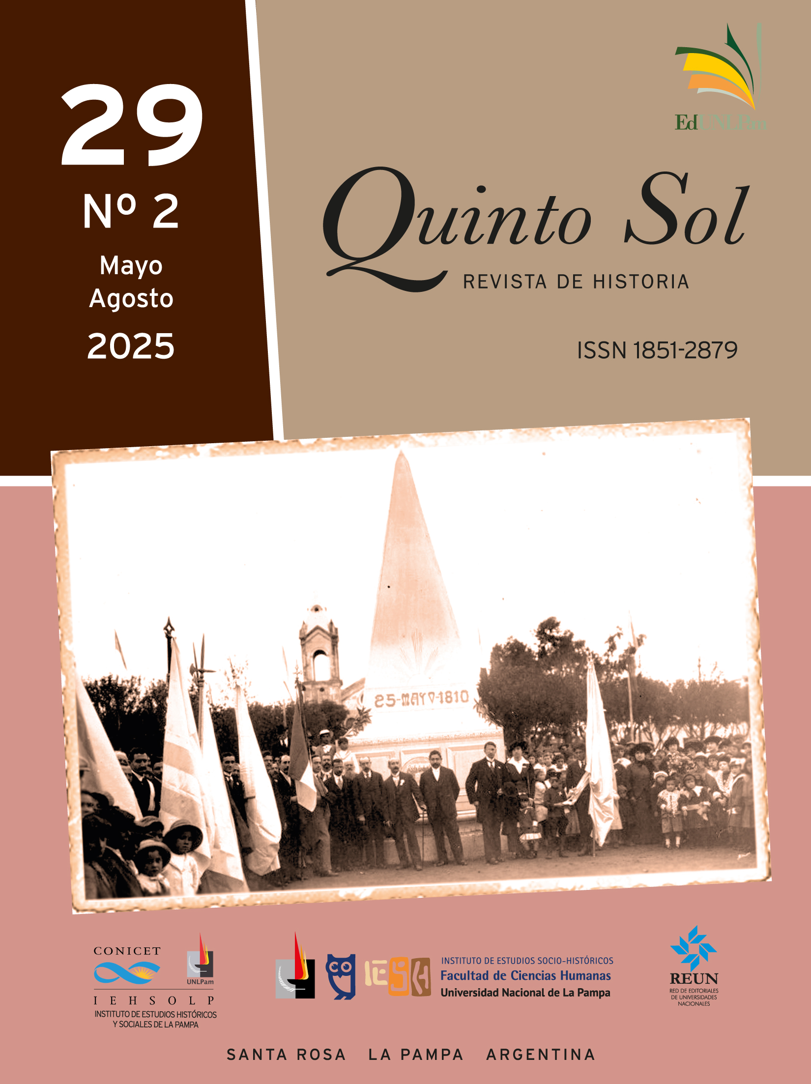 Tapa del volumen 29, número 2, de la revista Quinto Sol, correspondiente al periodo Mayo-Agosto de 2025