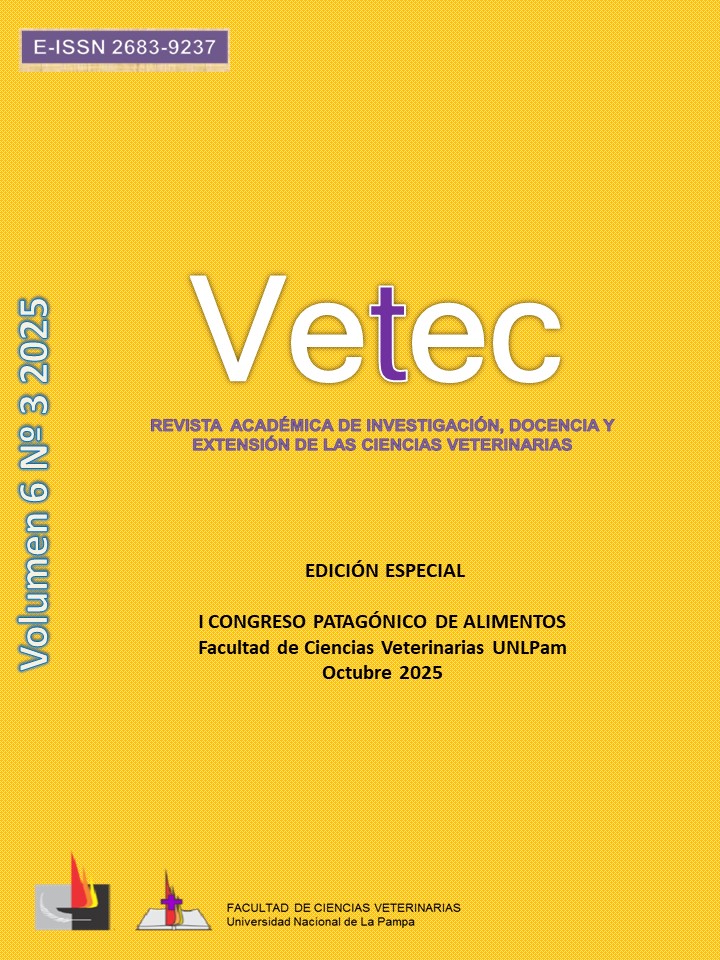 						Ver Vol. 6 Núm. 3 (2025): Vetec Revista Académica de Investigación, Docencia y Extensión de las Ciencias Veterinarias. Edición especial I Congreso Patagónico de Alimentos. Facultad de Ciencias Veterinarias UNLPam
					